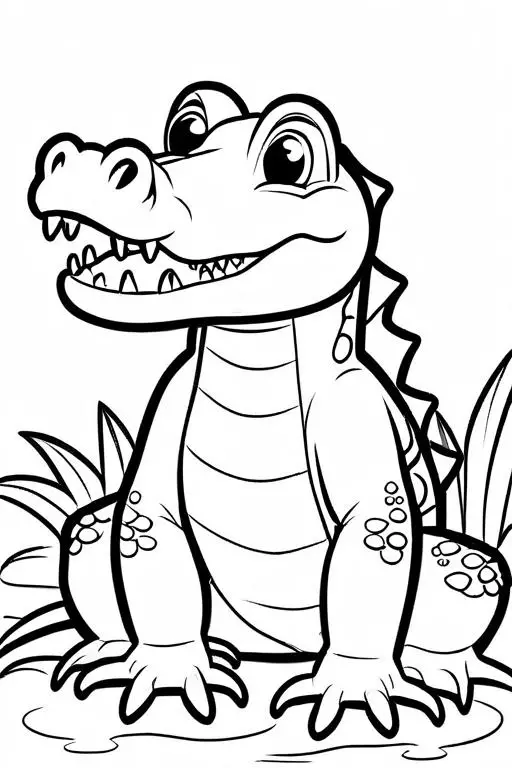 Crocodile Coloring Page 2 for Kids