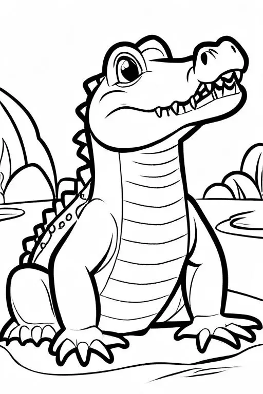 Crocodile Coloring Page 5 for Kids