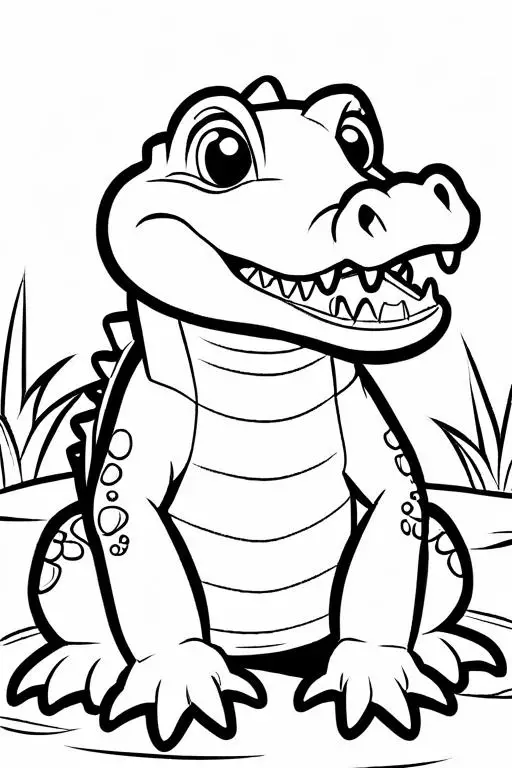 Crocodile Coloring Page 6 for Kids