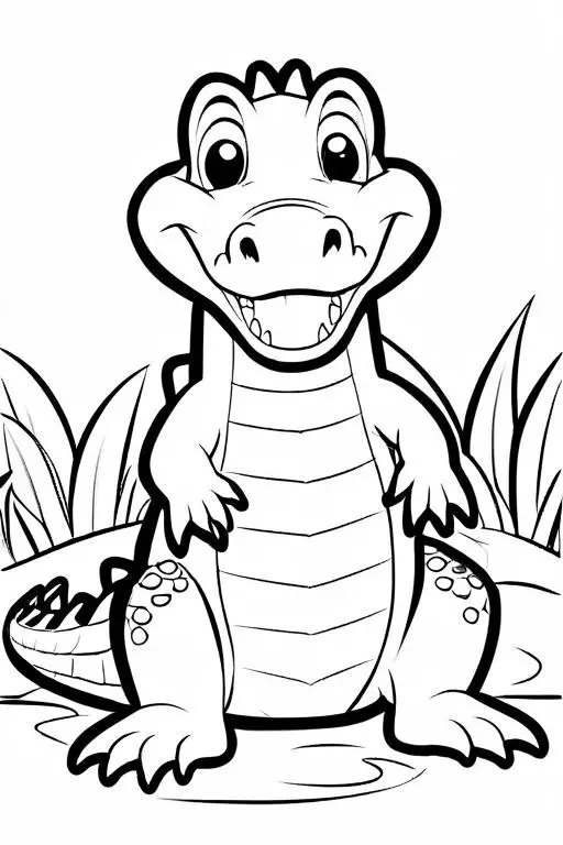 Crocodile Coloring Page 7 for Kids