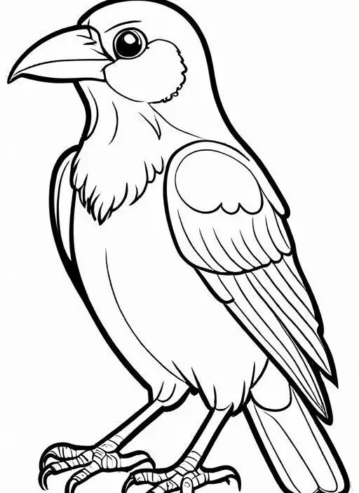 Crow Coloring Page 1 for Kids