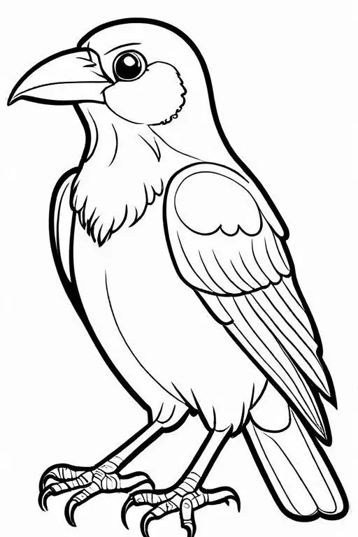 Crow Coloring Page 1 for Kids