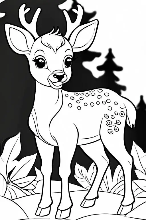 Deer Coloring Page 1 for Kids