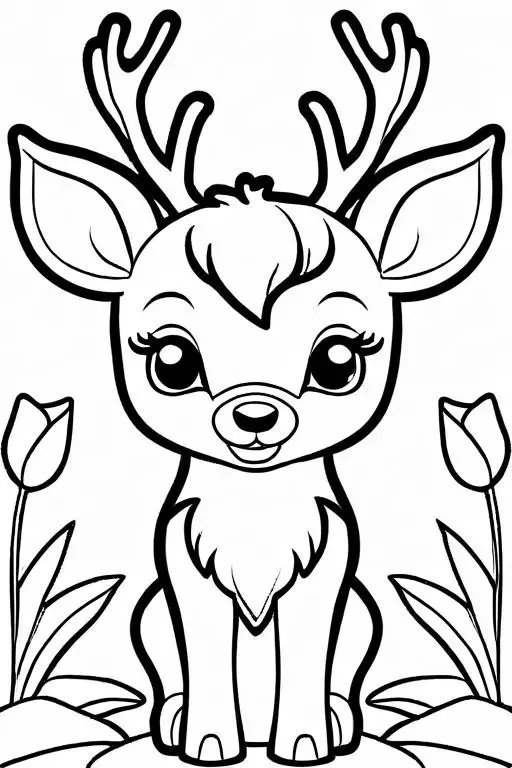 Deer Coloring Page 6 for Kids