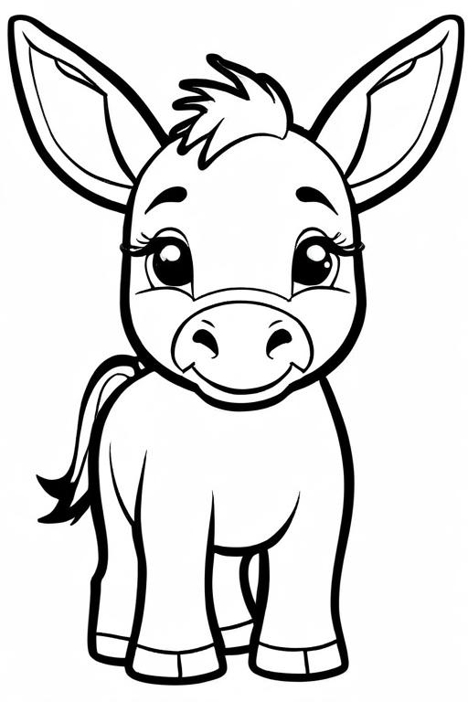 Donkey Coloring Page 1 for Kids