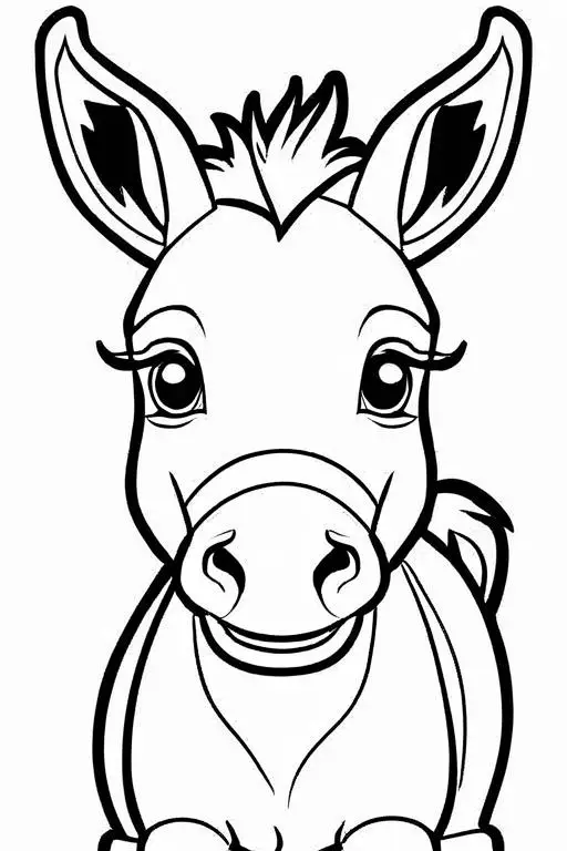 Donkey Coloring Page 10 for Kids