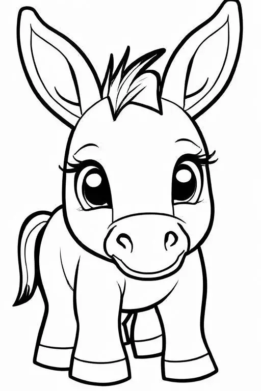 Donkey Coloring Page 12 for Kids