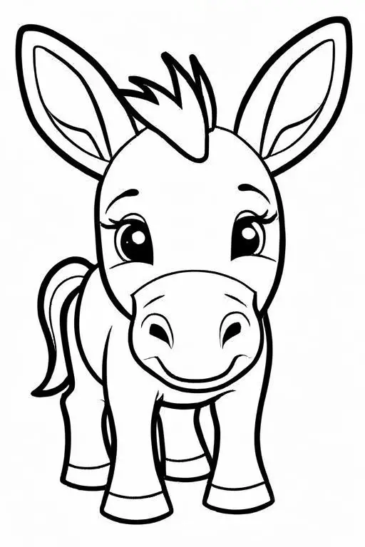 Donkey Coloring Page 14 for Kids