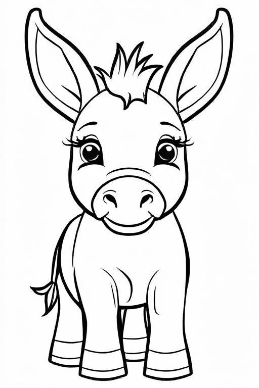 Donkey Coloring Page 15 for Kids