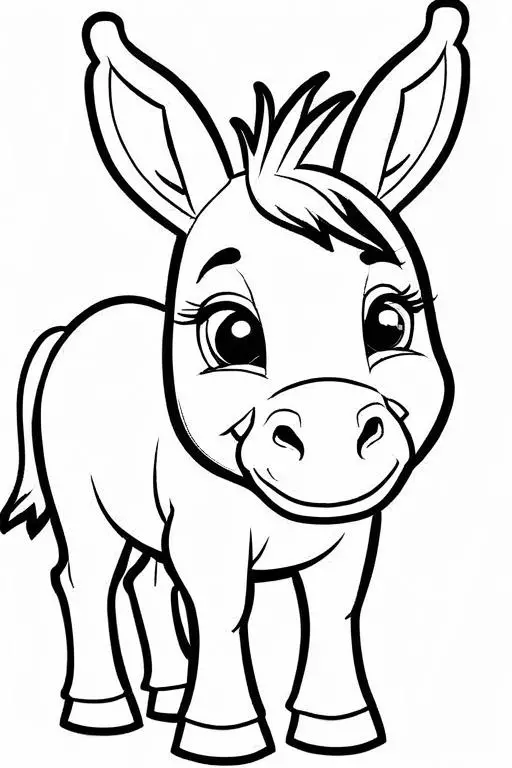 Donkey Coloring Page 16 for Kids