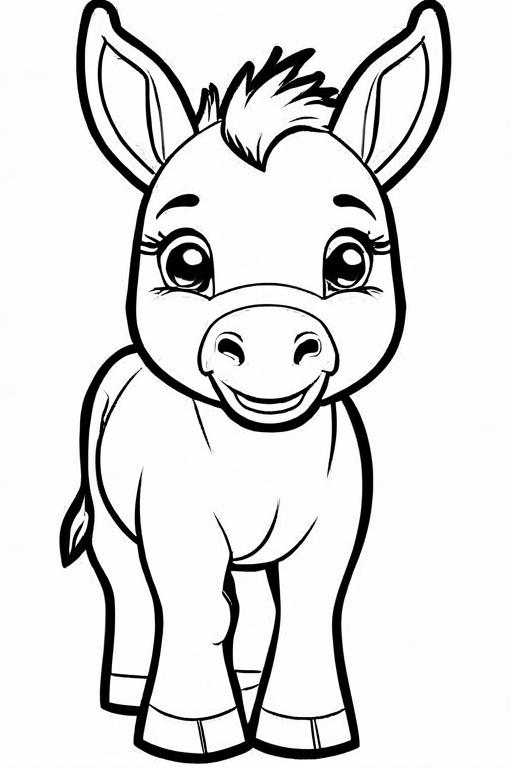 Donkey Coloring Page 2 for Kids