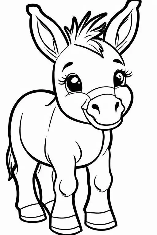 Donkey Coloring Page 3 for Kids