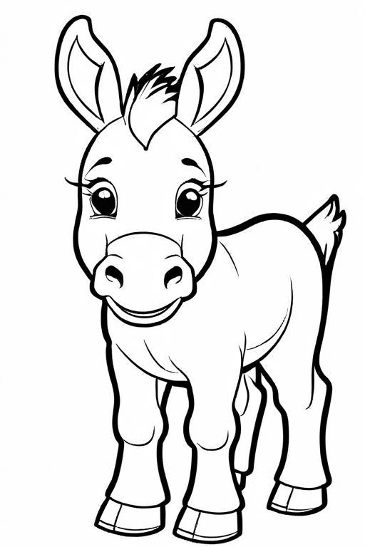 Donkey Coloring Page 6 for Kids