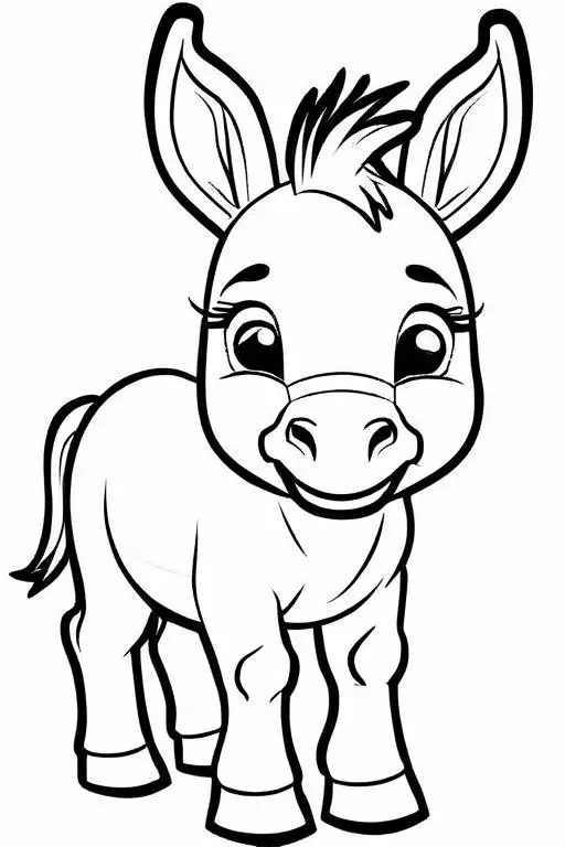 Donkey Coloring Page 7 for Kids