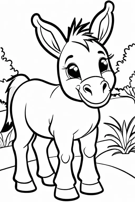 Donkey Coloring Page 8 for Kids