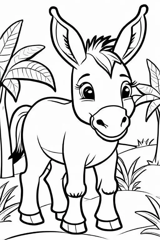 Donkey Coloring Page 9 for Kids