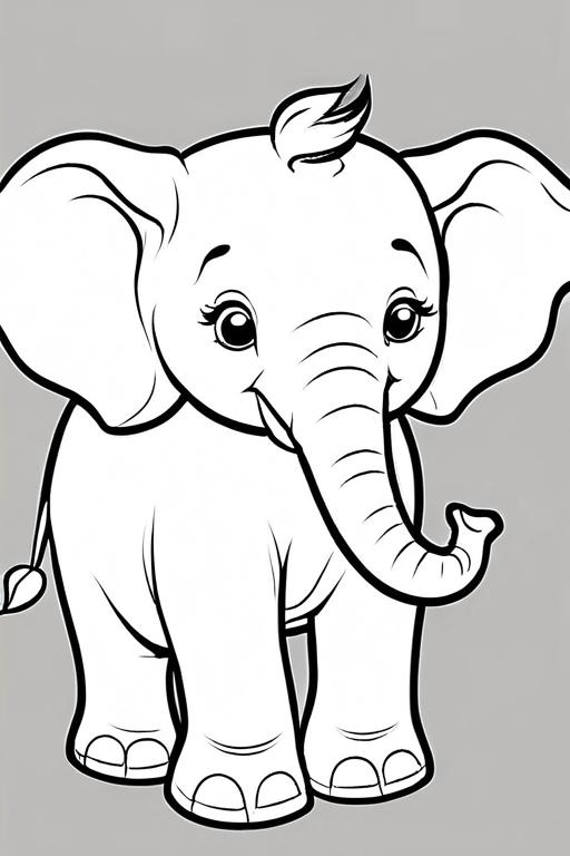 Elephant Coloring Page 1 for Kids