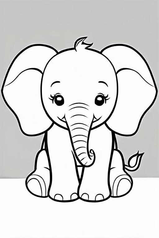 Elephant Coloring Page 2 for Kids