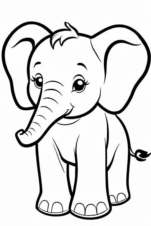 Elephant Coloring Page 4 for Kids