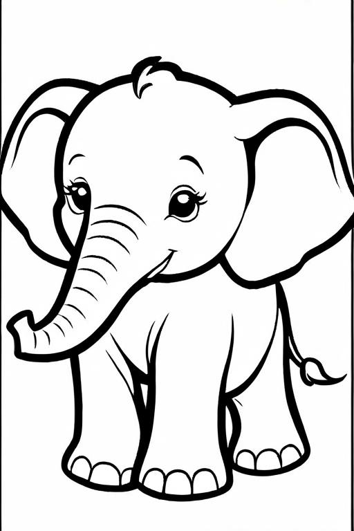 Elephant Coloring Page 6 for Kids