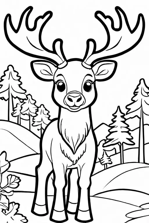 Elk Coloring Page 7 for Kids