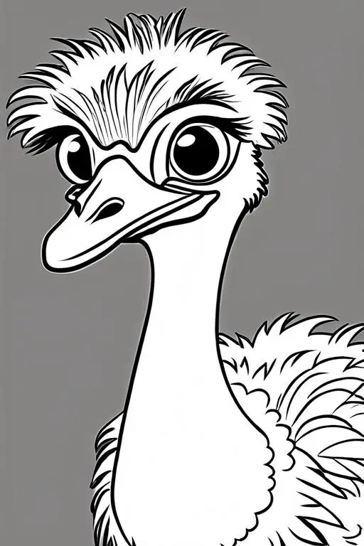 Emu Coloring Page 1 for Kids