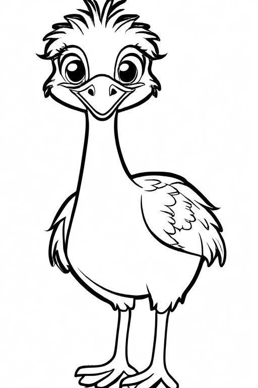 Emu Coloring Page 2 for Kids