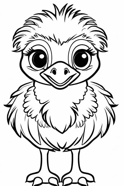 Emu Coloring Page 4 for Kids