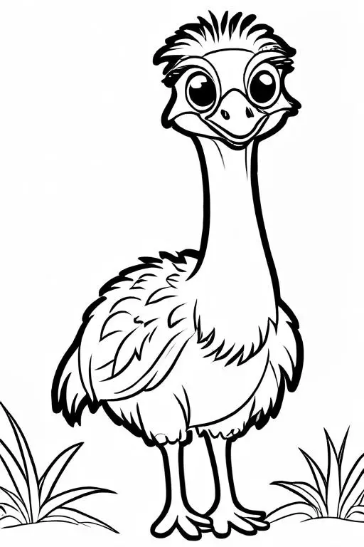 Emu Coloring Page 6 for Kids