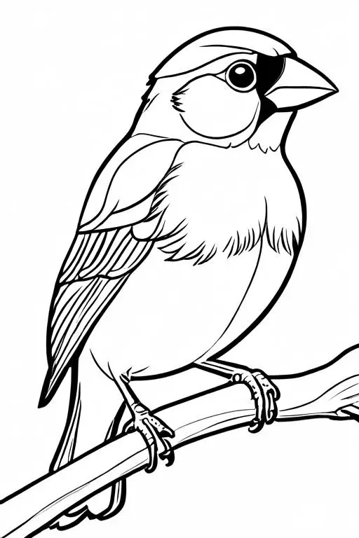 Finch Coloring Page 2 for Kids