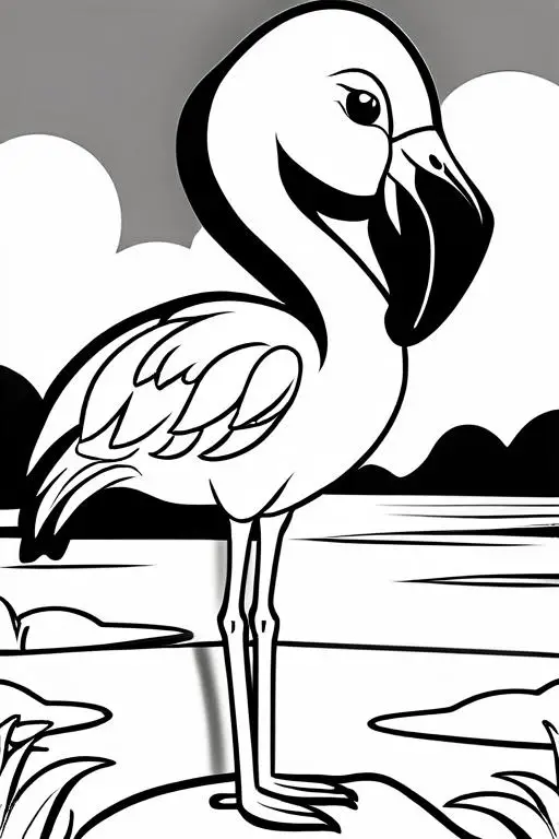 Flamingo Coloring Page 2 for Kids