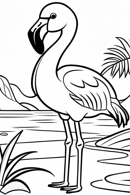 Flamingo Coloring Page 6 for Kids