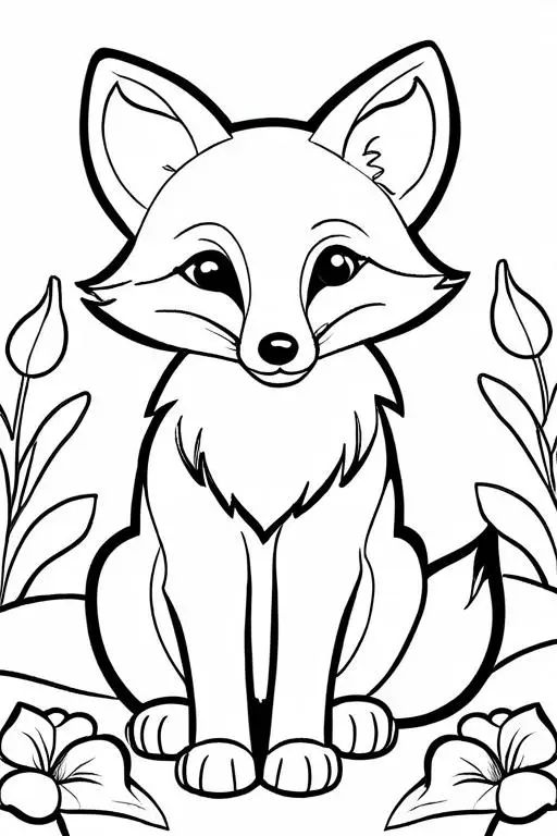 Fox Coloring Page 8 for Kids