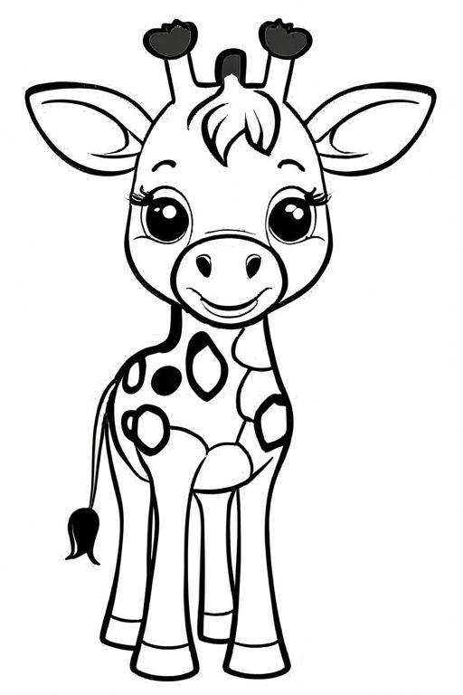 Giraffe Coloring Page 1 for Kids