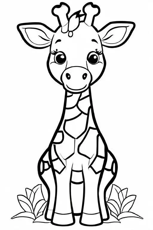 Giraffe Coloring Page 2 for Kids