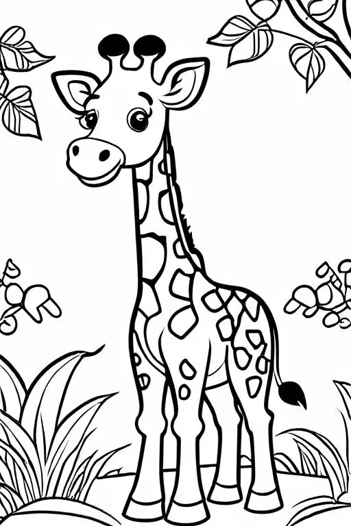 Giraffe Coloring Page 4 for Kids