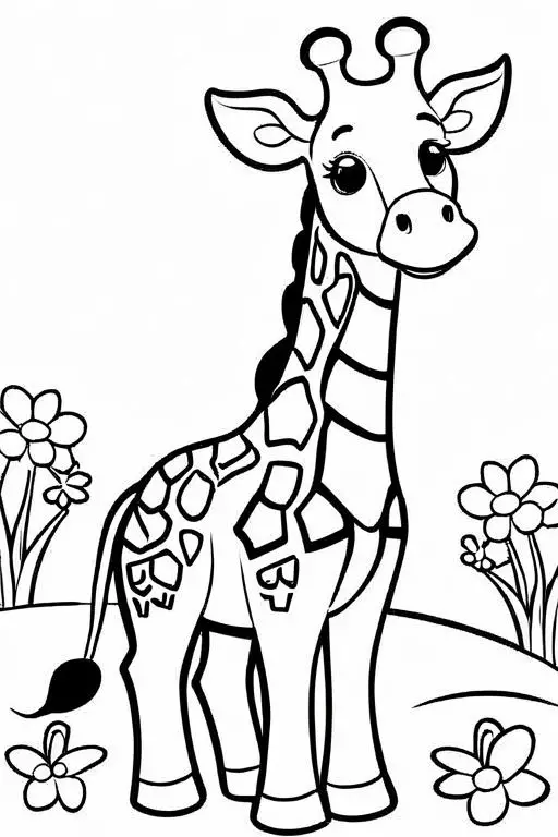 Giraffe Coloring Page 7 for Kids