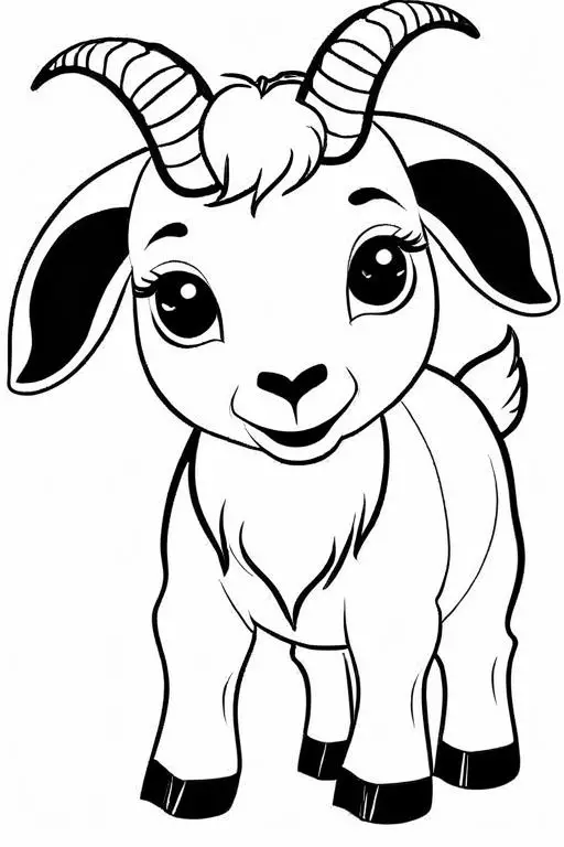 Goat Coloring Page 1 for Kids