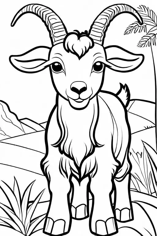 Goat Coloring Page 2 for Kids