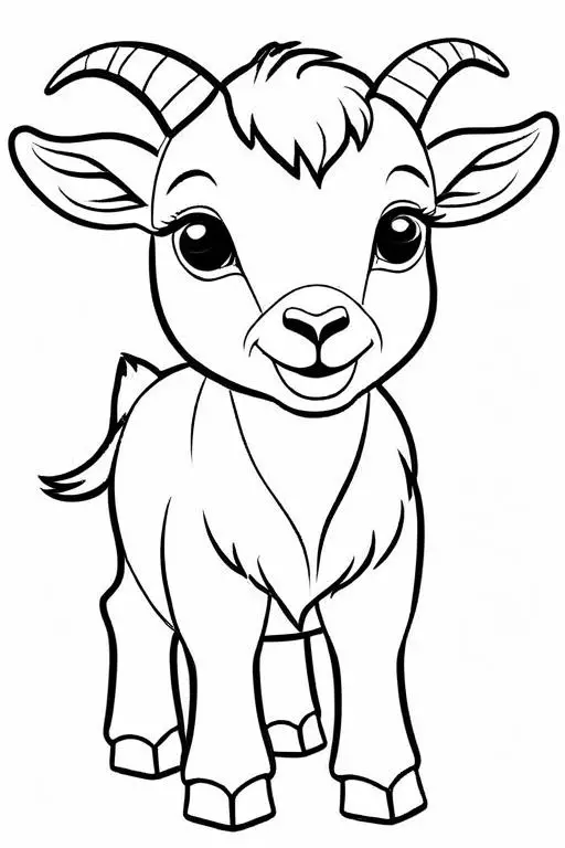 Goat Coloring Page 4 for Kids