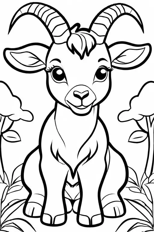 Goat Coloring Page 6 for Kids