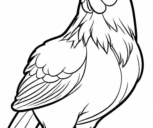 Hen Coloring Page 1 for Kids