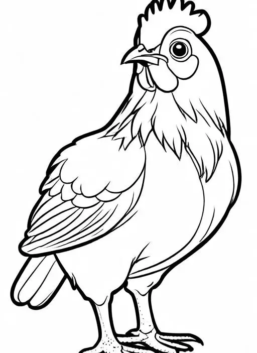 Hen Coloring Page 1 for Kids