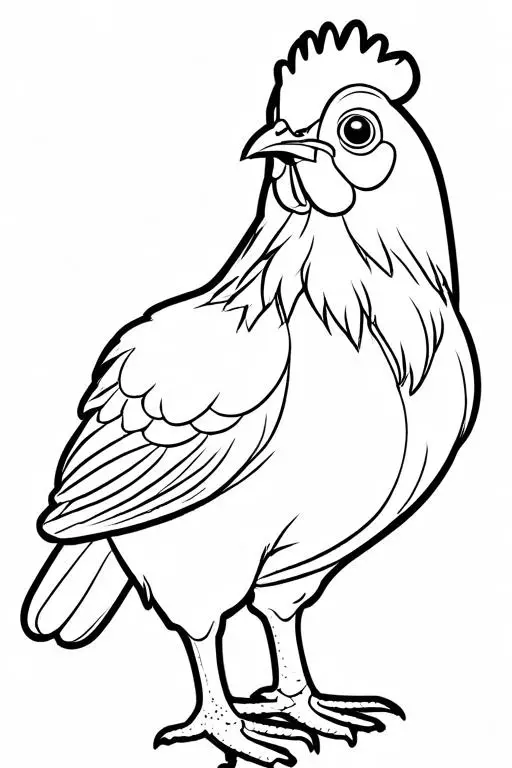 Hen Coloring Page 1 for Kids