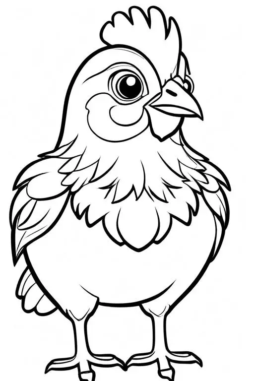 Hen Coloring Page 2 for Kids