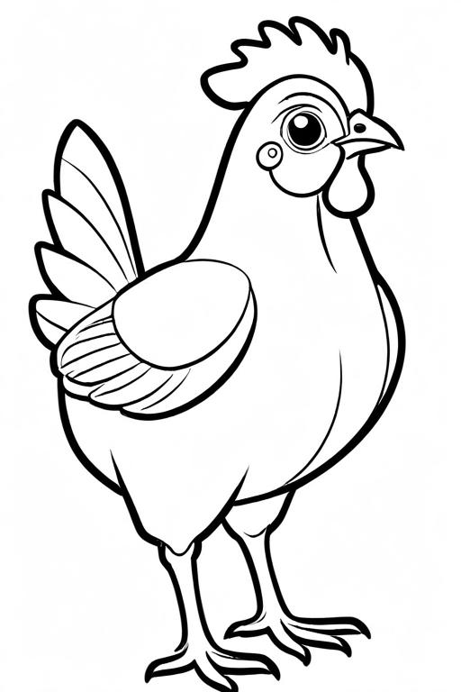 Hen Coloring Page 4 for Kids