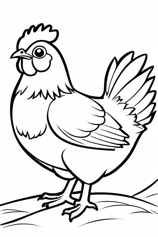 Hen Coloring Page 5 for Kids