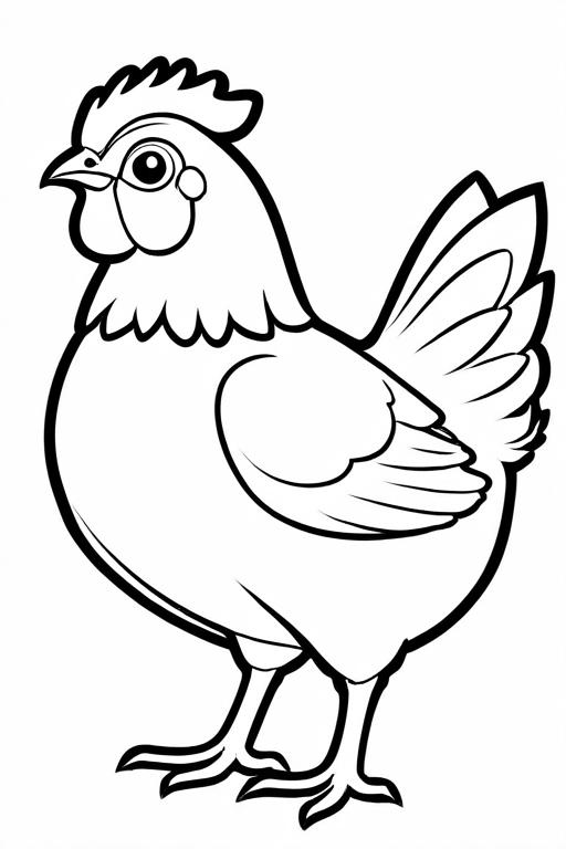 Hen Coloring Page 6 for Kids