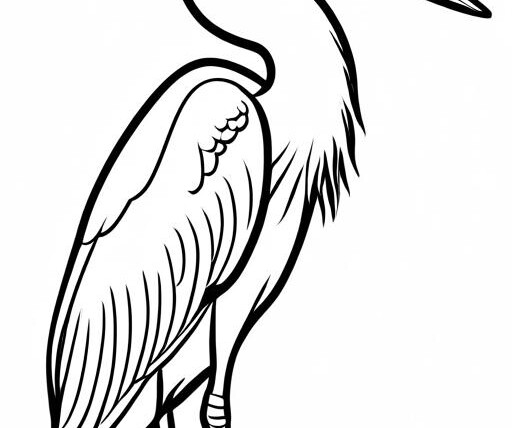 Heron Coloring Page 1 for Kids