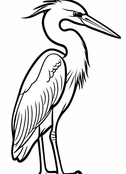 Heron Coloring Page 1 for Kids